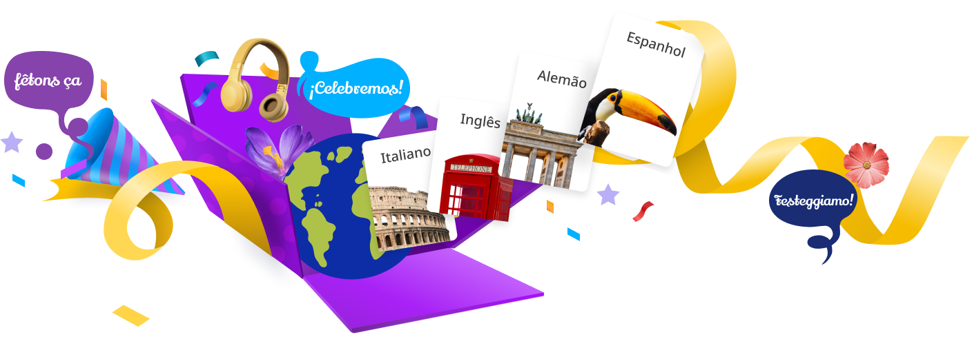 Caixa de presente Rosetta Stone com fita.